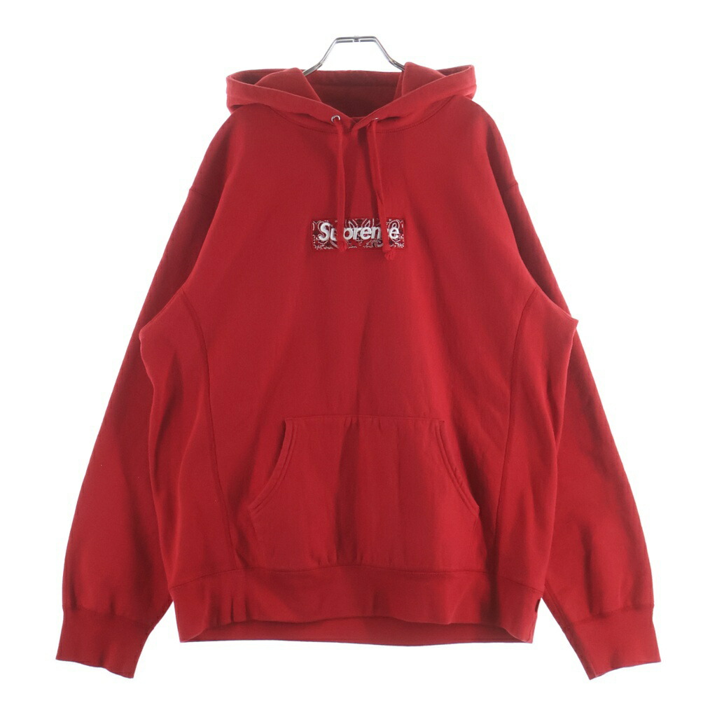 SUPREME(シュプリーム) 大きさ:XL 19AW Bandana Box Logo Hooded Sweat Shirt バンダナボックスロゴ ティーシャツ パーカー 赤いこと【中古】【度合いB】【色つや赤いこと】【取りまわしバス発着場BRING有楽町マルイ店】
