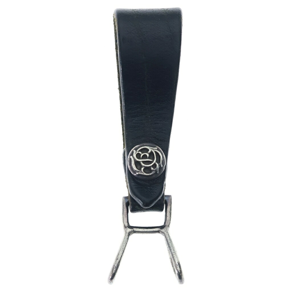 CHROME HEARTS(クロムハーツ) BELT LOOP フローラルボールボタンレザーベルトループ しろがね色/黒いこと【中古】【座標軸B】【色合い黒いこと】【取りまわしバス発着場原宿】