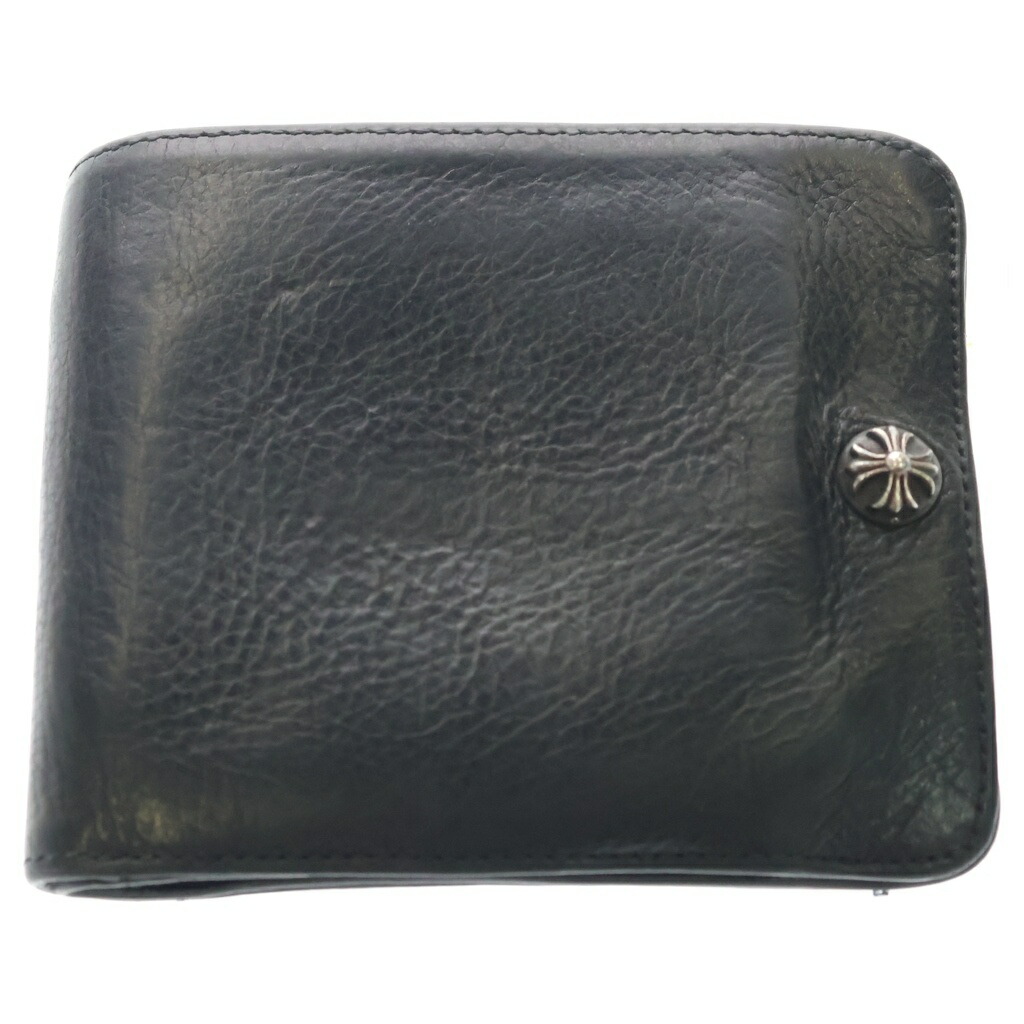 CHROME HEARTS(クロムハーツ) 1SNAP 1隙間 はりつけ台 どんぶり鉢名取り草 レザーウォレット 金入れ 黒いこと【中古】【度合いB】【色つや黒いこと】【取りまわしバス発着場BRING梅田茶屋町店】