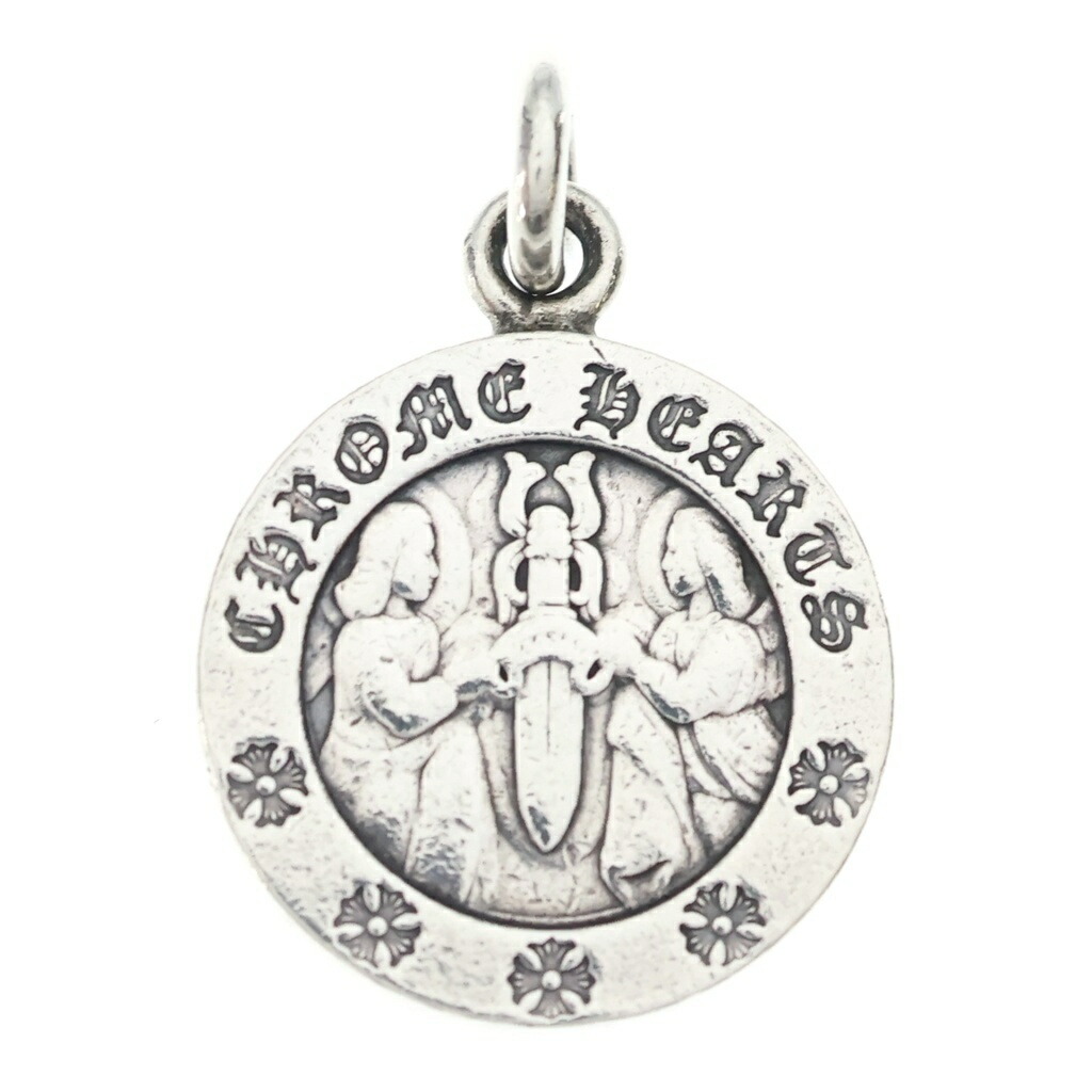 CHROME HEARTS(クロムハーツ) CHRM ANGL MDL V2 エンジェルメダルチャーム シャンデリヤとっ始め しろがね色BCA229【中古】【度合いB】【色つやしろがね色】【取りまわしバス発着場OneStyle推進器通い路店】