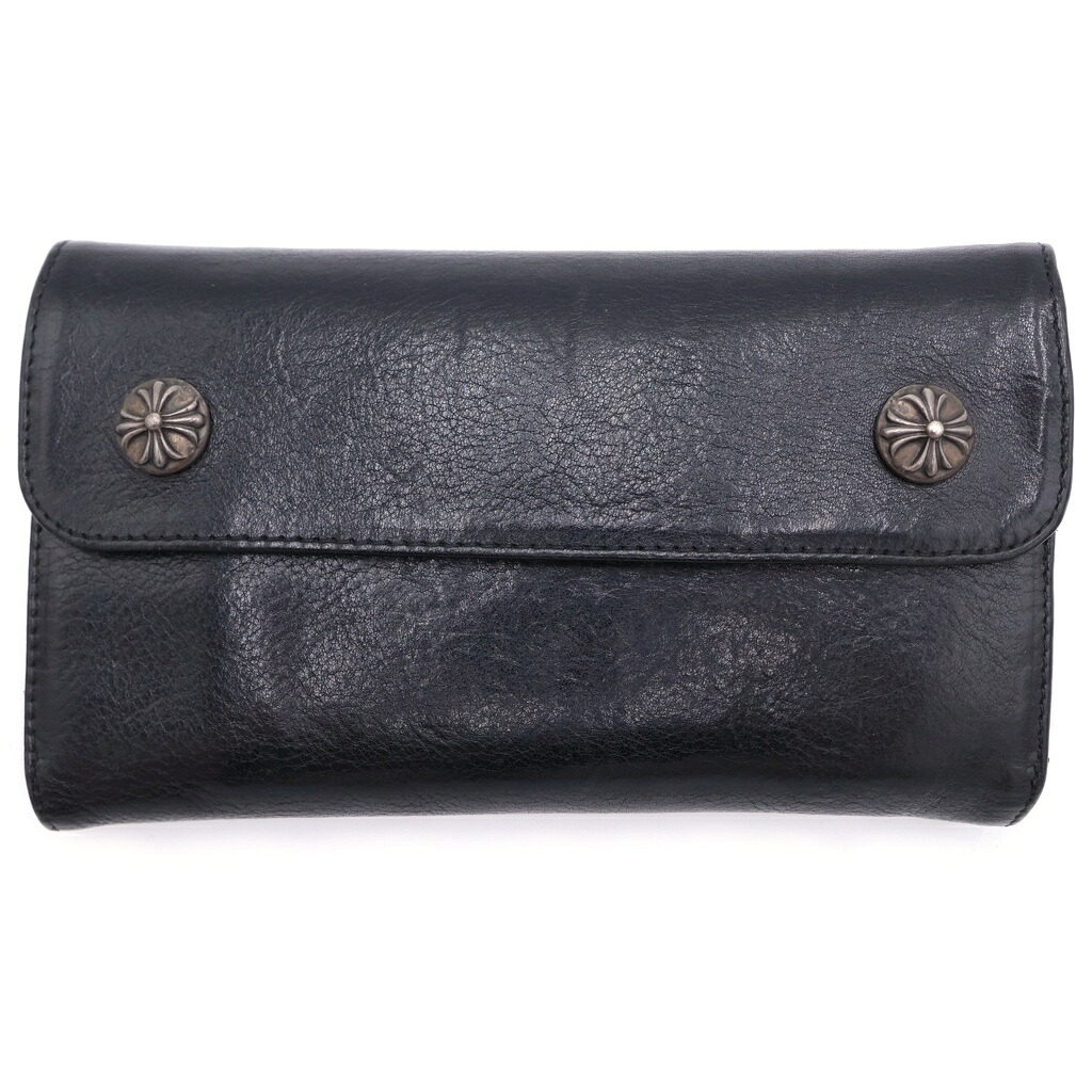 CHROME HEARTS(クロムハーツ) WAVE 縮くれる レザーウォレット 金入れ 黒いこと【中古】【度合いB】【色つや黒いこと】【取りまわしバス発着場BRING札幌店】