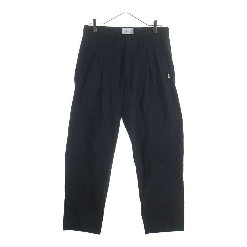WTAPS(ダブルタップス) 大きさ:1 21SS TUCK 01/TROUSERS/COPO.RIPSTOP.COOLMAX クールマックス 下唇立ちふさがる トラウザーズ テーパードパンツ 黒いこと 211TQDT-PTM01【中古】【度合いB】【色つや黒いこと】【取りまわしバス発着場BRINGご廟店】