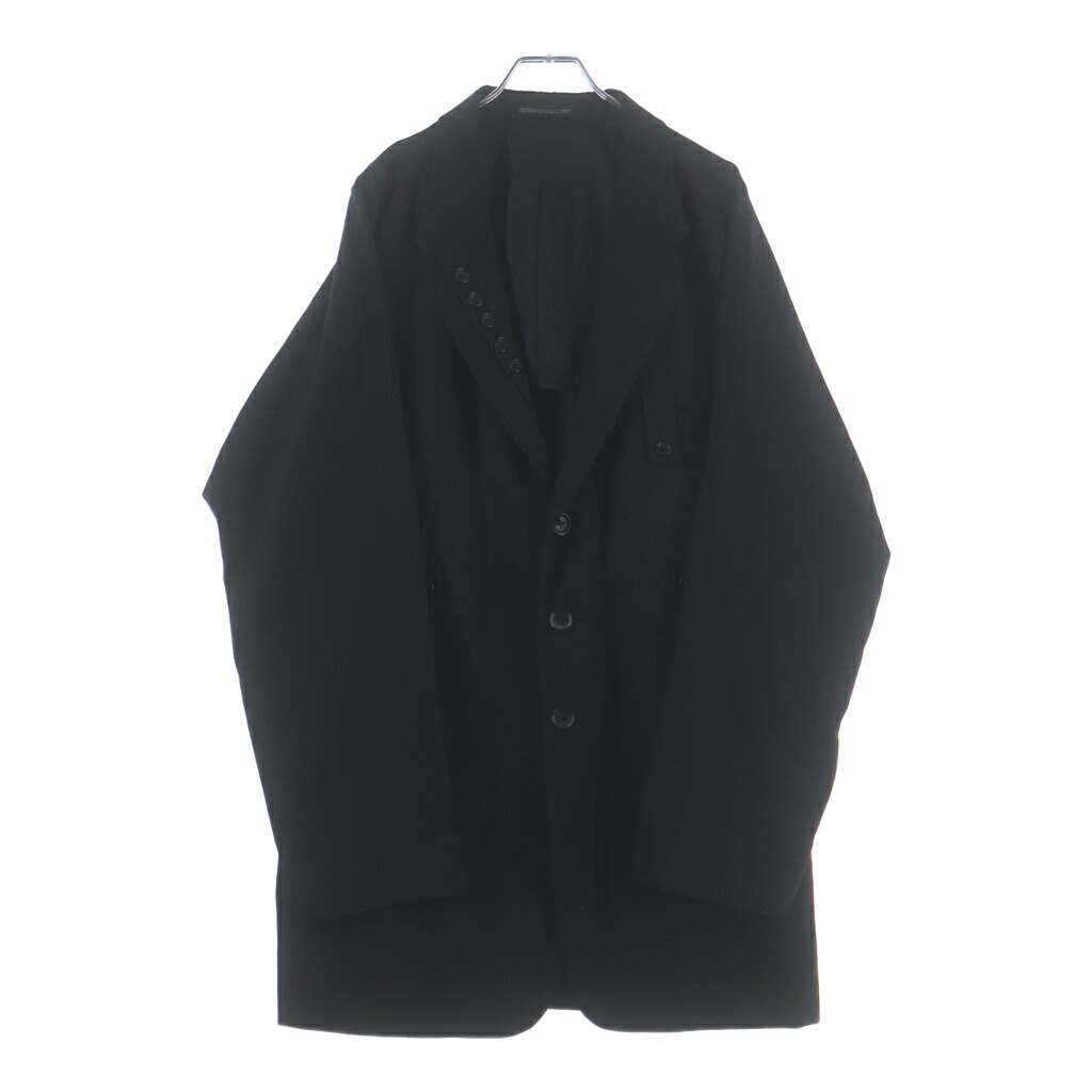 Yohji Yamamoto POUR HOMME(ヨウジヤマモト プールオム) 大きさ:2 24SS GABARDINE I-LAPEL BUTTON 5PK JKT ギャバジン 名取り草 上衣 黒いこと HS-J42-100【中古】【度合いB】【色つや黒いこと】【取りまわしバス発着場BRING有楽町マルイ店】