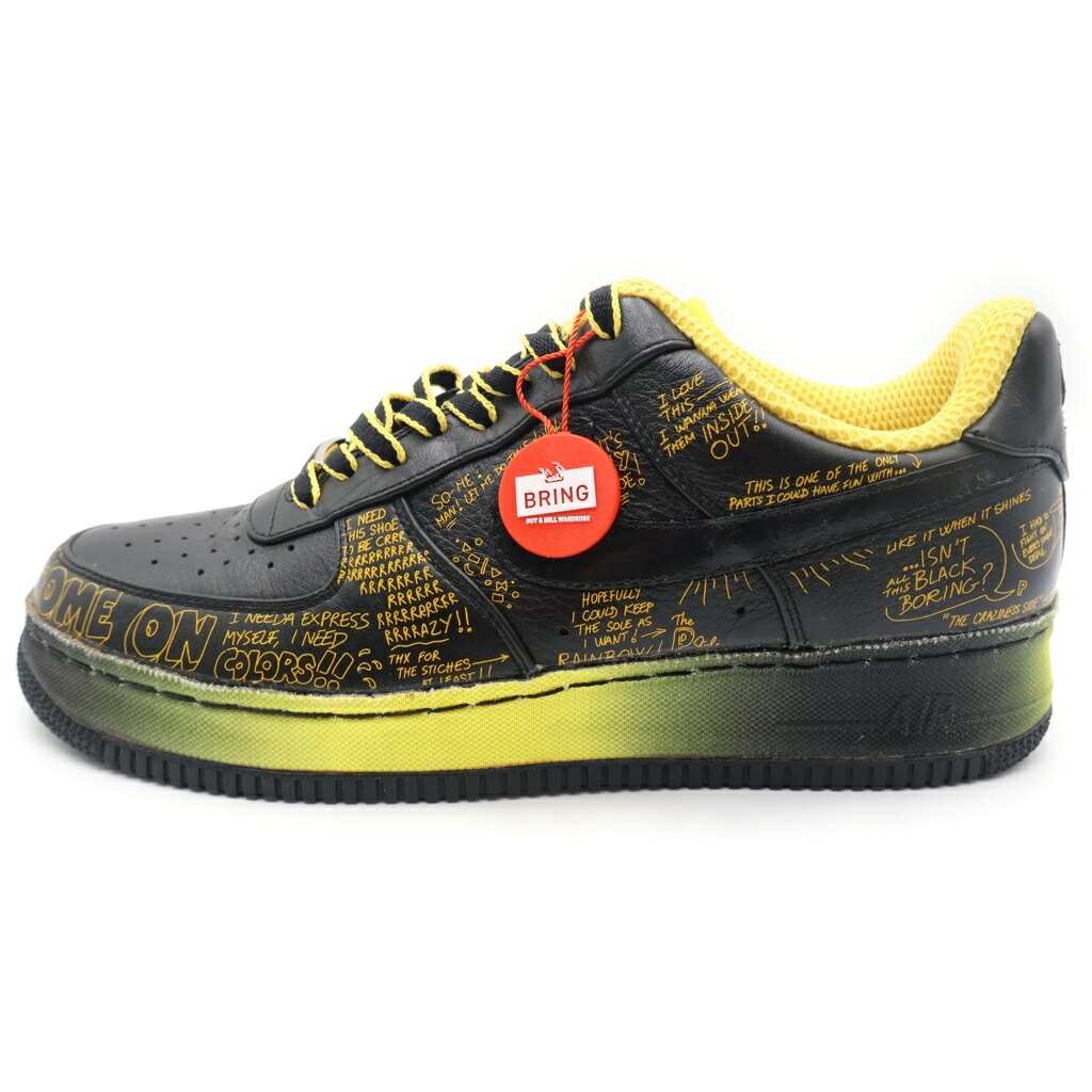 NIKE(ナイキ) 大きさ:US9.5/27.5珊 【褒めたたえる用 2009年製】 ×BUSY P AIR FORCE 1 LOW LIVESTRONG 378367-001 ビジー P 空軍1 ライブストロング ローカットスニーカー US9.5/27.5珊【中古】【度合いB】【色つや黒いこと】【取りまわしバス発着場BRING KICKS】