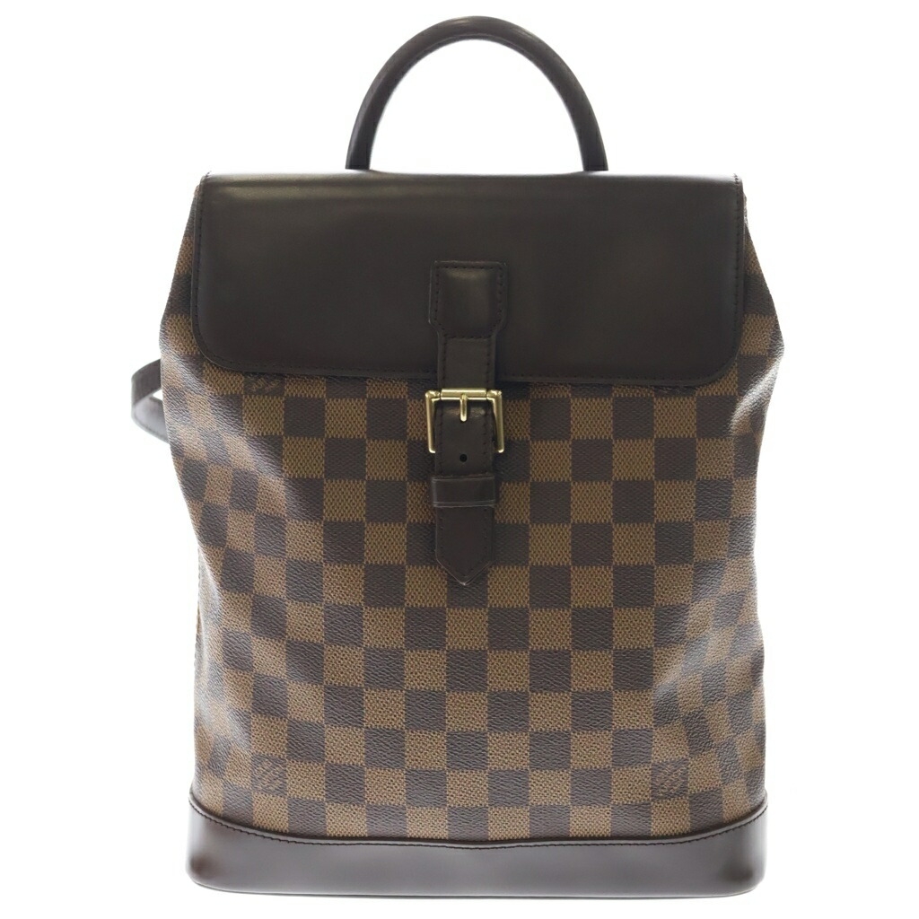 LOUIS VUITTON(ルイヴィトン) ダミエ ソーホー 背嚢 うしろ側容器に並べる 赤銅色 なめし革×PVC N51132 ゴールド金具【中古】【度合いB】【色つや赤銅色】【取りまわしバス発着場BRING京都河原町店】