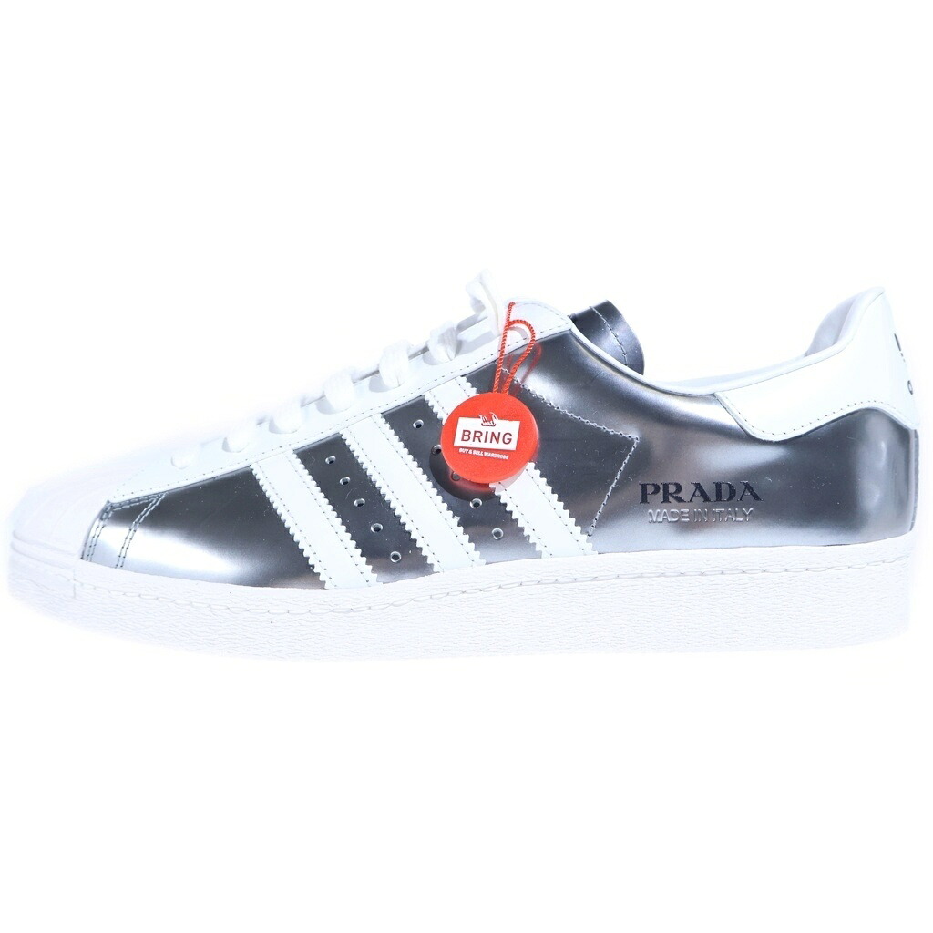 PRADA(プラダ) 大いさ:US10.5/27.5糎 ×adidas Superstar アディダス はやりっ子 ローカットスニーカー 白いこと/しろがね色 US10.5/27.5糎 FX4546【新古品/中古】【座標軸S】【色合い白いこと】【取りまわしバス発着場渋谷】