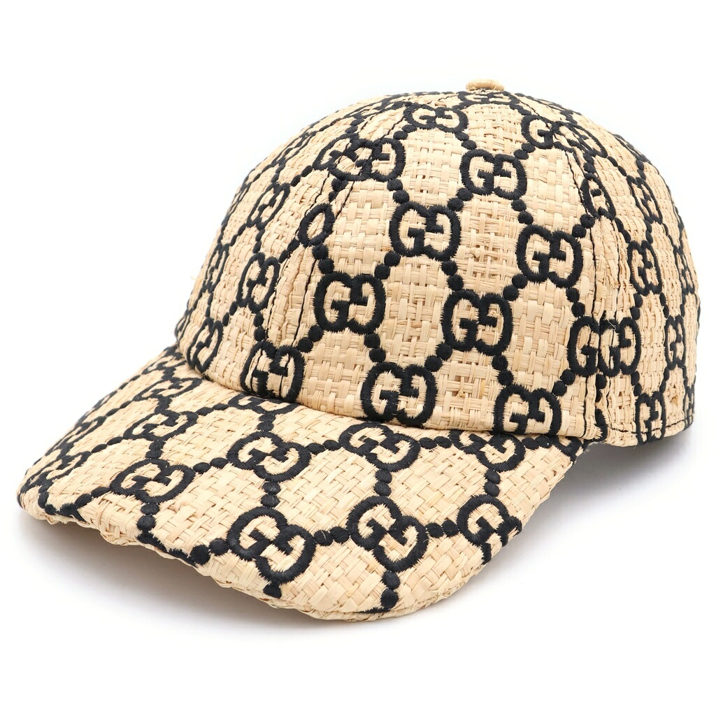 GUCCI(グッチ) 大きさ:XL GG ラフィア 野球旗がしら 麦わら旗がしら かぶり笠 象牙色/黒いこと 577900【新古品/中古】【座標軸S】【色合い白いこと】【取りまわしバス発着場BRING札幌店】