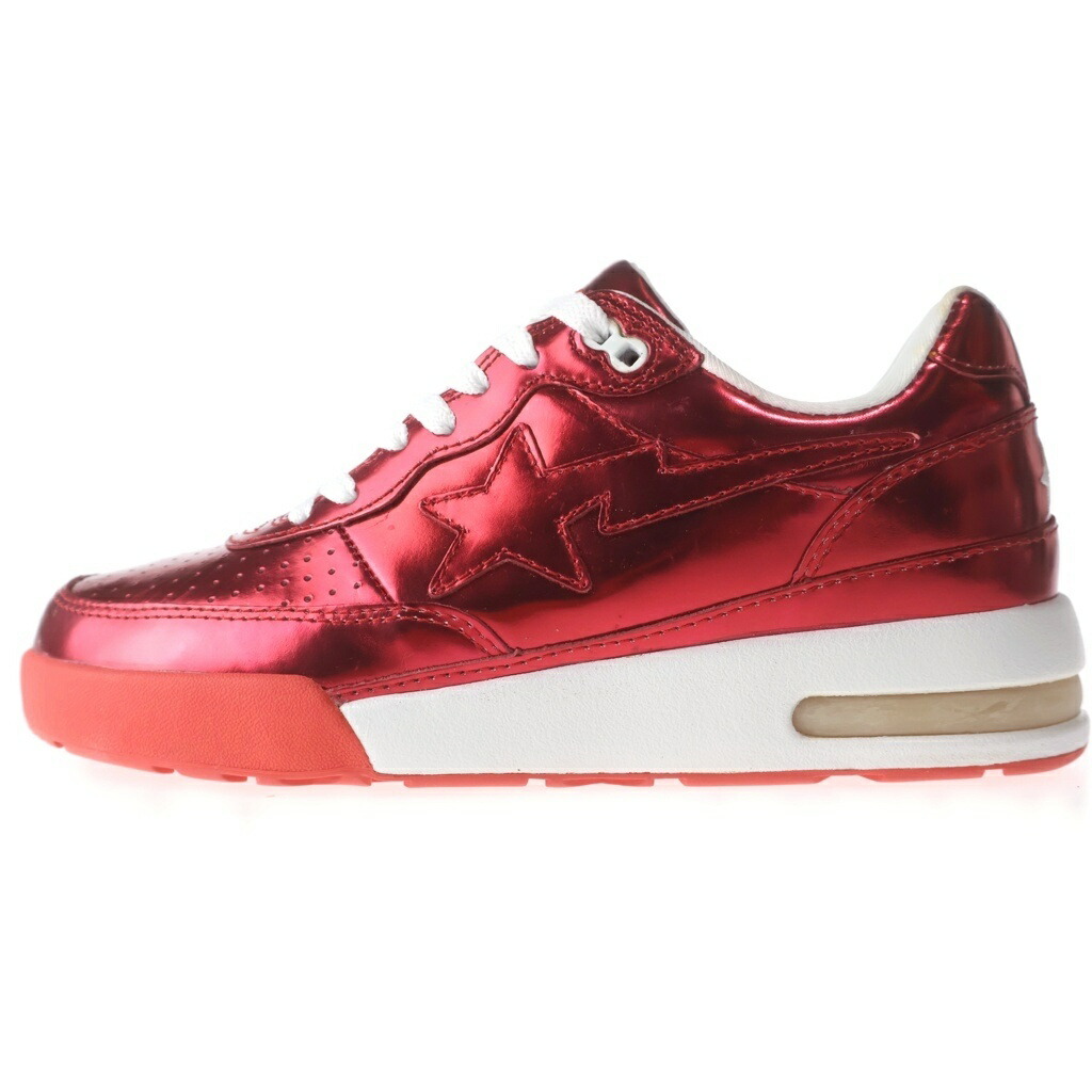 BAPE BY A BATHING APE(ベイプ ア ベイシング エイプ) 大きさ:24.5糎 ROAD STA はやりっ児主題 メタリックローカットスニーカー シューズ 赤いこと【中古】【座標軸B】【色合い赤いこと】【オンライン制限事項商いもの】