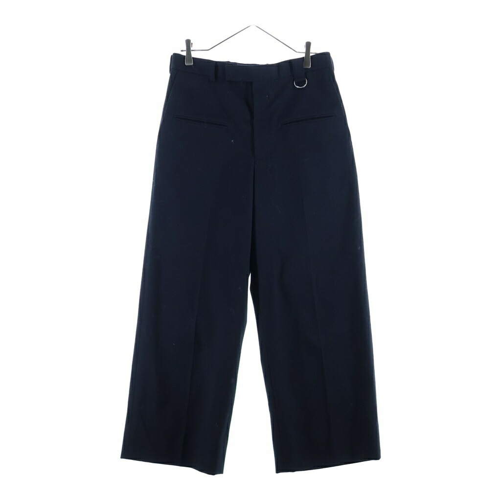 JOHN LAWRENCE SULLIVAN(ジョンローレンスサリバン) 大いさ:44 WOOL BARATHEA FRONT POCKET WIDE TROUSERS ウールバラシャ 向こう正面隠し ワイドトラウザーズパンツ スラックス 黒いこと 2B001-0225-07【中古】【座標軸B】【色合い黒いこと】【オンライン制限事項商いもの】