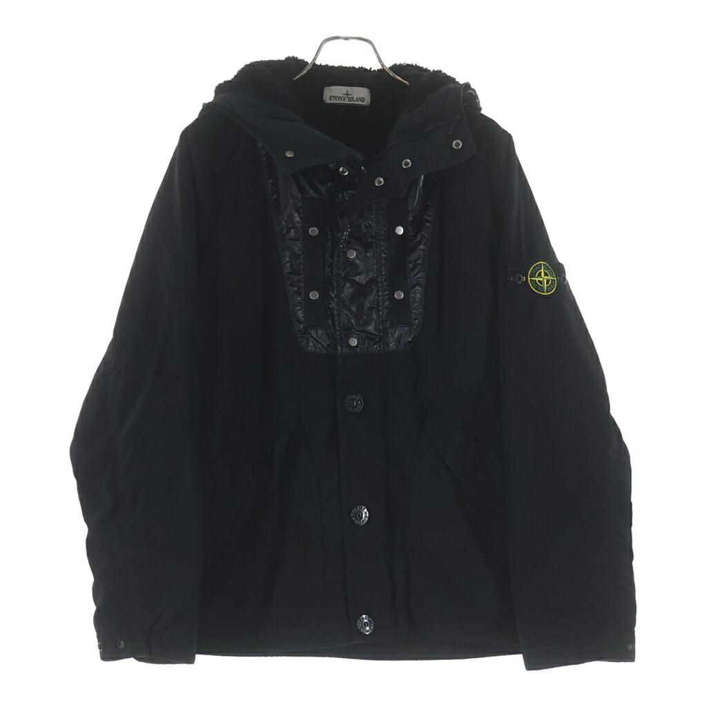 STONE ISLAND(ストーンアイランド) 大きさ:M NYLON PANAMA WITH NEW SILK LIGHT GARMENT DYED ナイロン パナマ ボア裏打ち フーデッド 上衣 黒いこと 811544021【中古】【座標軸B】【色合い黒いこと】【オンライン制限事項商いもの】