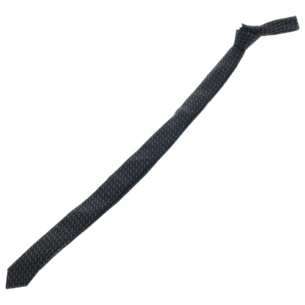SAINT LAURENT PARIS(サンローランパリ) マイクロ点点 絹地タイ 黒いこと/白いこと 643935 4Y002【新古品/中古】【座標軸S】【色合い黒いこと】【取りまわしバス発着場BRING廟堂店】