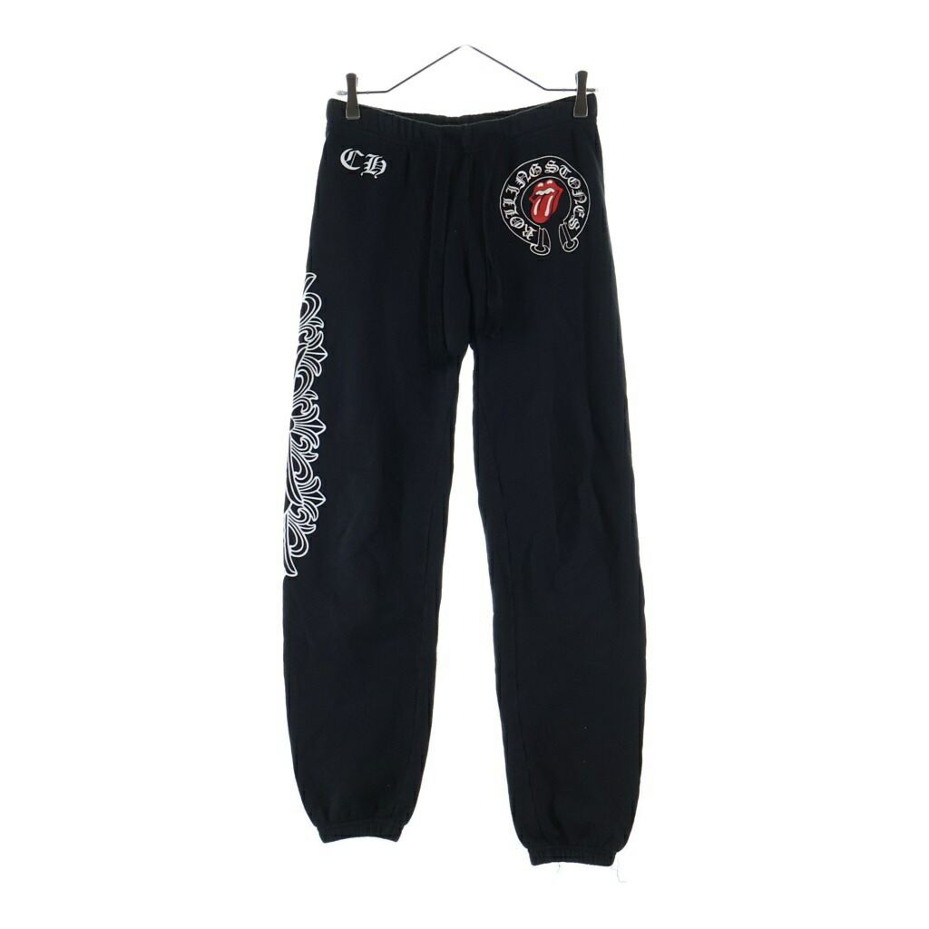 CHROME HEARTS(クロムハーツ) 大きさ:S ×The Rolling Stones Lip And Tongue ザ ローリングストーンズ リップアンドタン フローラルクロス プリントスウェットパンツ 黒いこと【中古】【座標軸B】【色つや黒いこと】【取りまわしバス発着場BRING亜米利加村店】