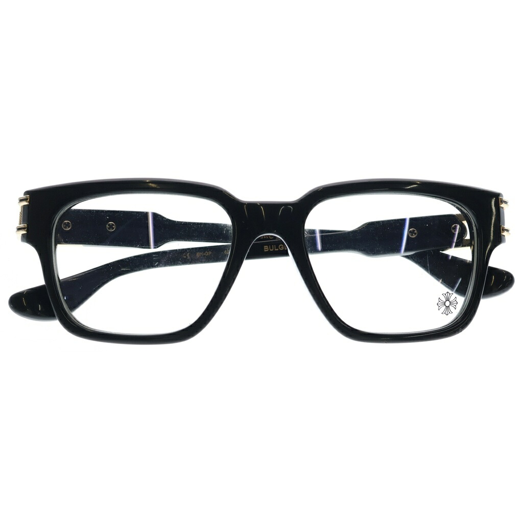 CHROME HEARTS(クロムハーツ) 大いさ:53□20-150 BULGE サイドフローラルクロス ウェリントン 黒眼鏡 眼鏡 黒いこと/ゴールド 53□20-150【中古】【座標軸B】【色合い黒いこと】【取りまわしバス発着場OneStyle新宿店】