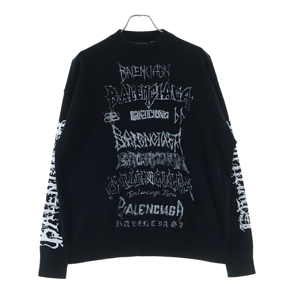 BALENCIAGA(バレンシアガ) 大きさ:S DIY MRTAL ロゴタイプ刷り上げる コットンニットセーター 黒いこと 773301【新古品/中古】【度合いS】【色つや黒いこと】【取りまわしバス発着場BRING梅田茶屋町店】