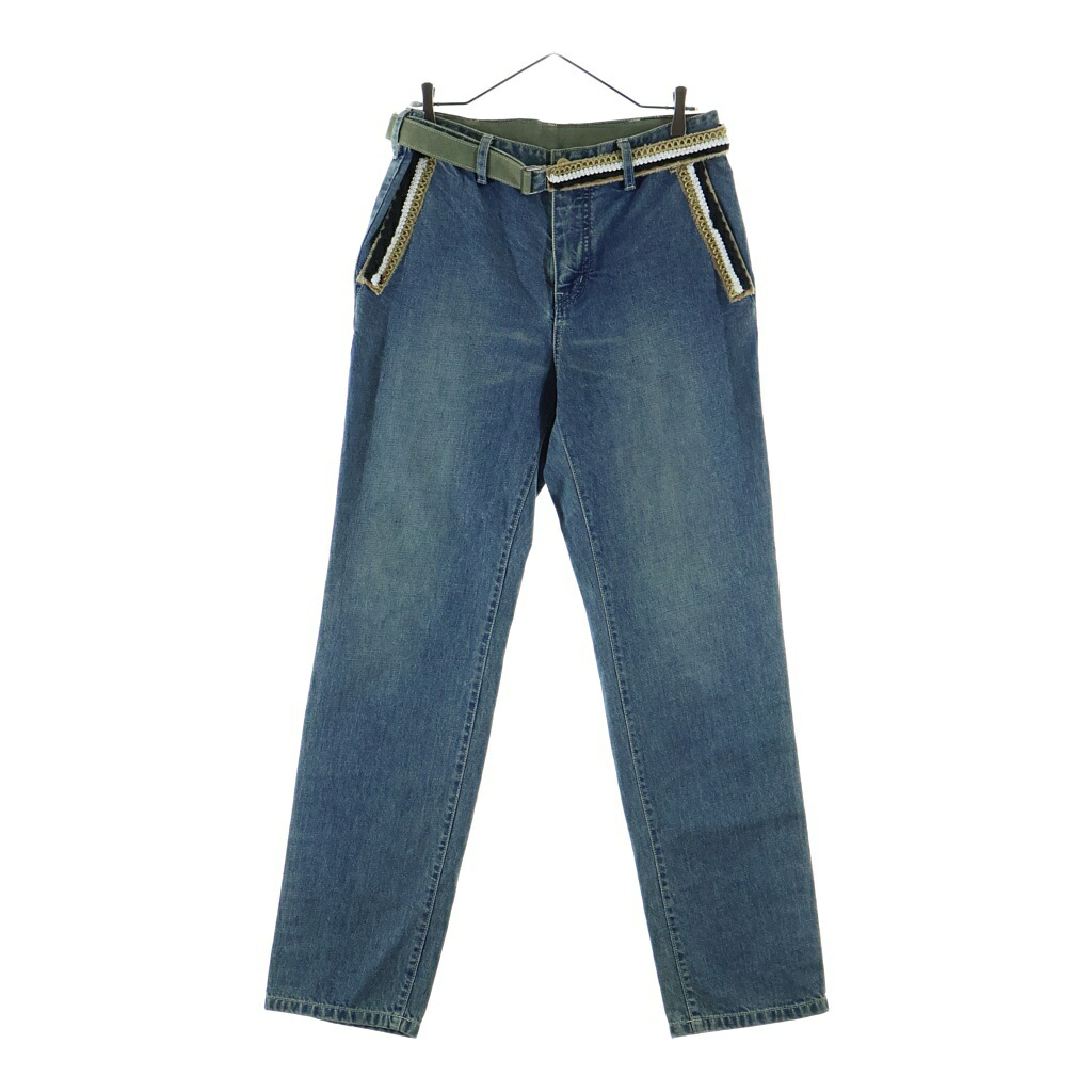Sacai(サカイ) 大きさ:1 17SS 呼びりんテッド 綿織物 ワイドデニムパンツ インディゴ 17-01407M【中古】【度合いB】【色つや青碧】【取りまわしバス発着場BRINGご廟店】