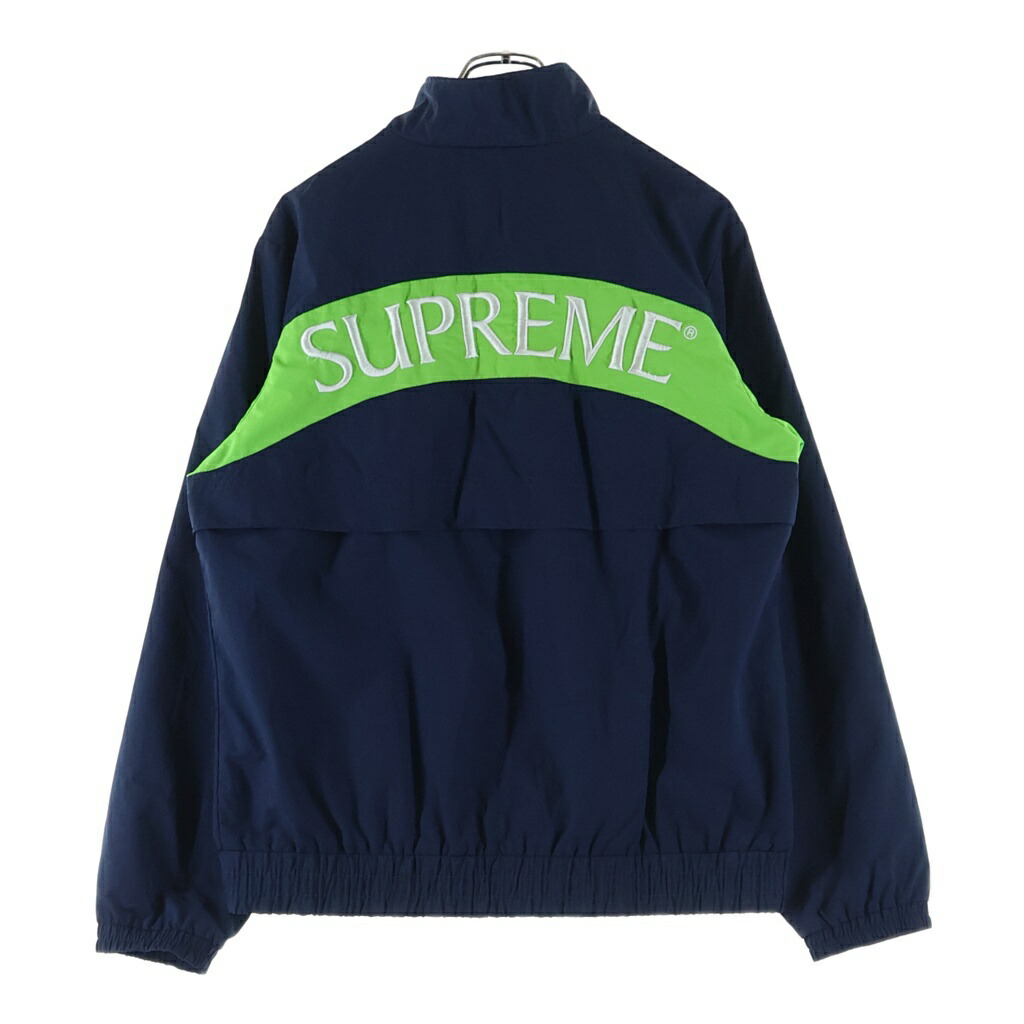SUPREME(シュプリーム) サイズ:M 17AW Arc Track Jacket ロゴエンブロイダリー アークトラックナイロンジャケット ネイビー/グリーン【中古】【程度B】【カラーネイビー】【取扱店舗BRING大宮店】｜ブランド買取・販売　BRING