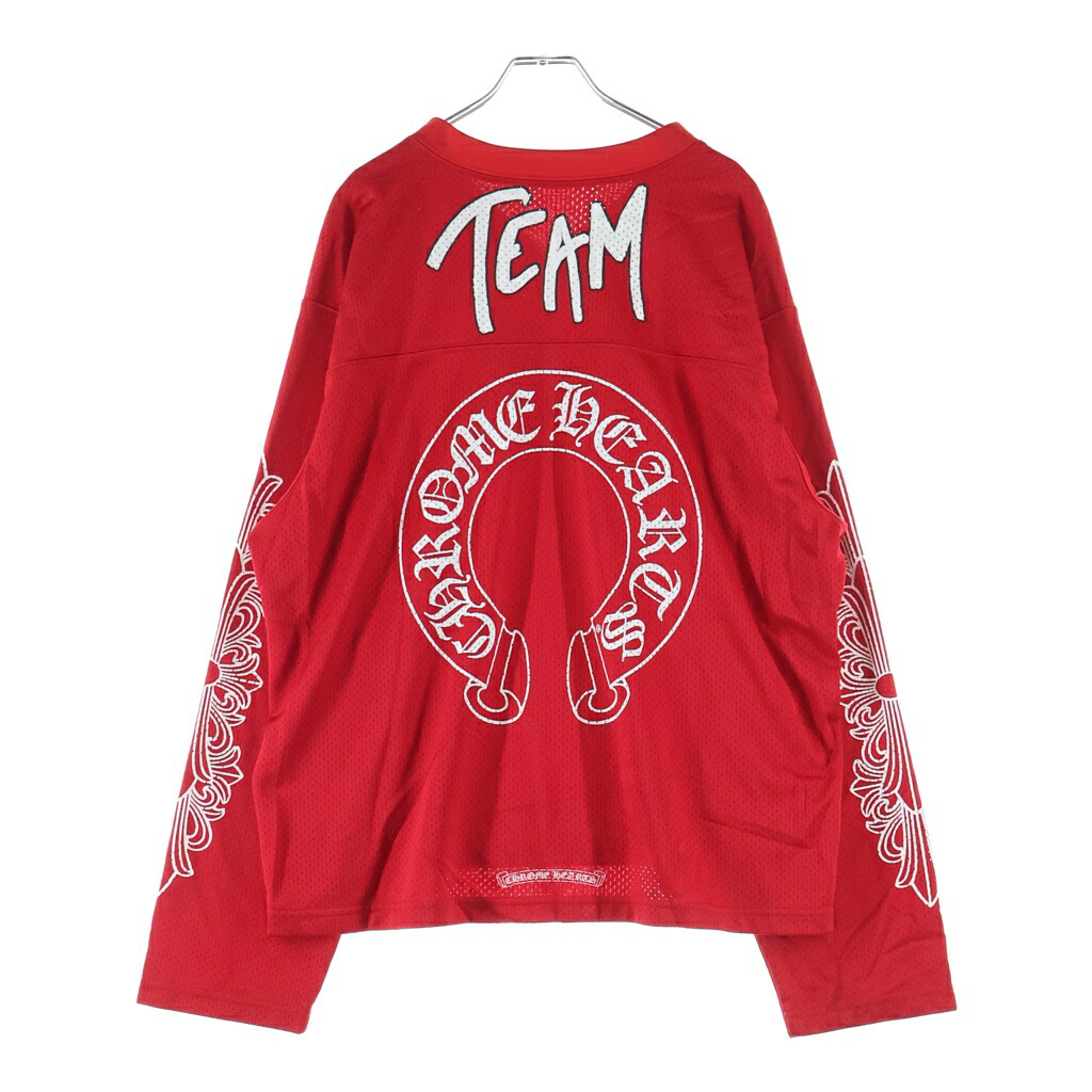 CHROME HEARTS(クロムハーツ) 大きさ:L MESH WARM UP JERSEY CH刷り上げるメッシュ長袖カットソー 赤いこと【中古】【座標軸B】【色合い赤いこと】【取りまわしバス発着場BRING WASTE_NOT】