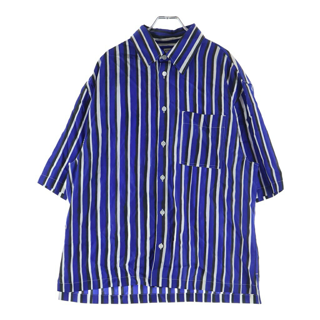 BOTTEGA VENETA(ボッテガヴェネタ) サイズ:50 ストライプ柄半袖シャツ ブルー&times;ホワイト シルク #50 729168【新古品/中古】【程度S】【カラーブルー】【取扱店舗BRING梅田茶屋町店】｜ブランド買取・販売　BRING