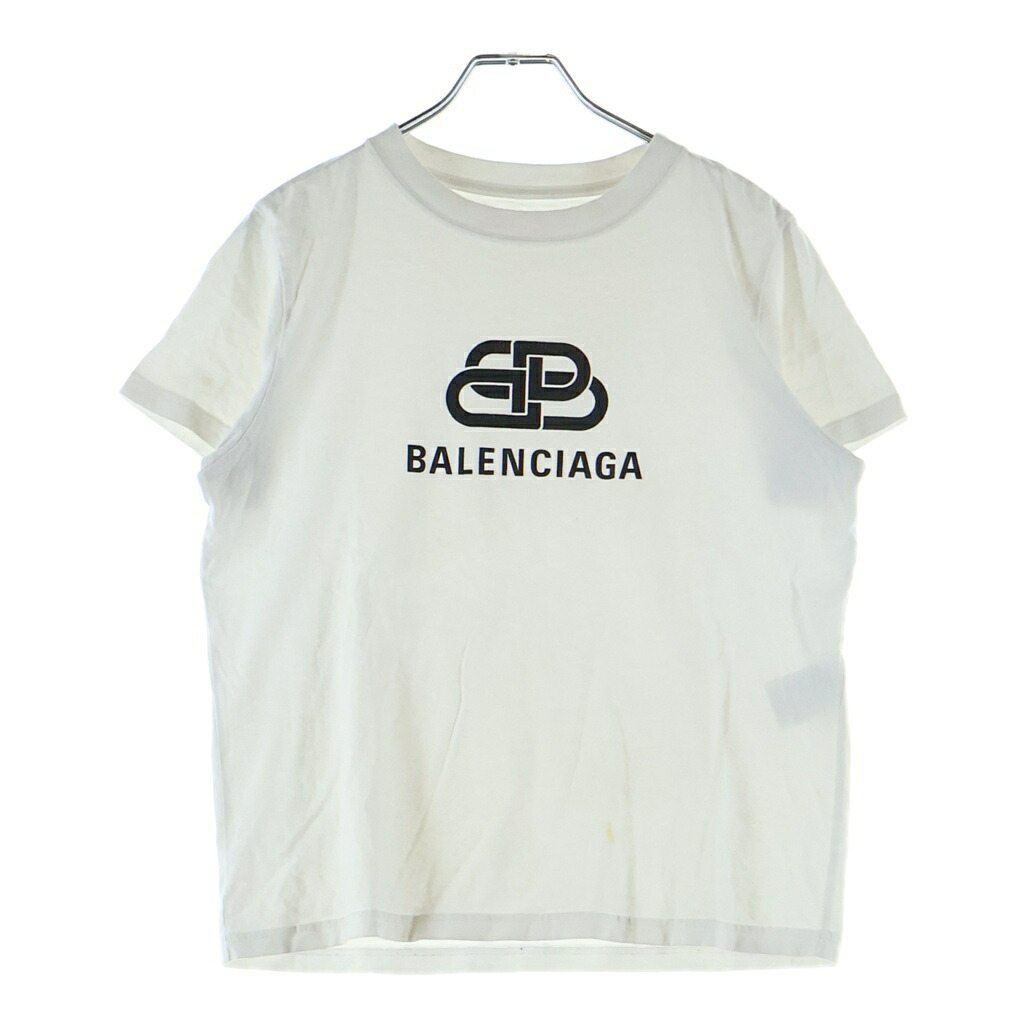 BALENCIAGA(バレンシアガ) サイズ:M BBロゴプリント クルーネック 半袖Tシャツ ホワイト レディース 578133 TEV48【中古】【程度B】【カラーホワイト】【取扱店舗BRING THRIFT CLOSET あべの店】｜ブランド買取・販売　BRING