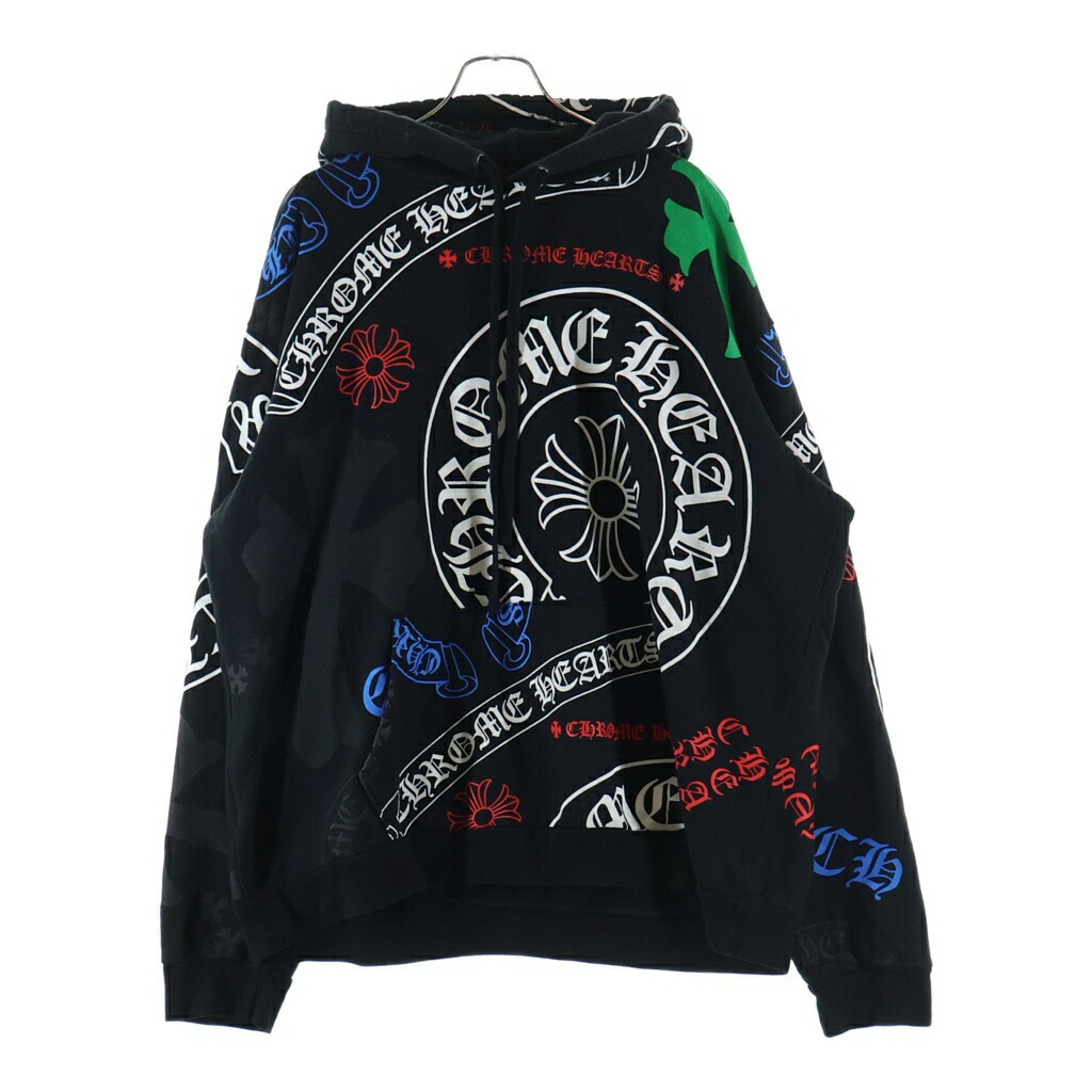 CHROME HEARTS(クロムハーツ) 大きさ:XL STENCIL HOODIE ステンシル刷り上げる ティーシャツパーカー フーディー 黒いこと【中古】【度合いB】【色つや黒いこと】【取りまわしバス発着場OneStyle原宿店】