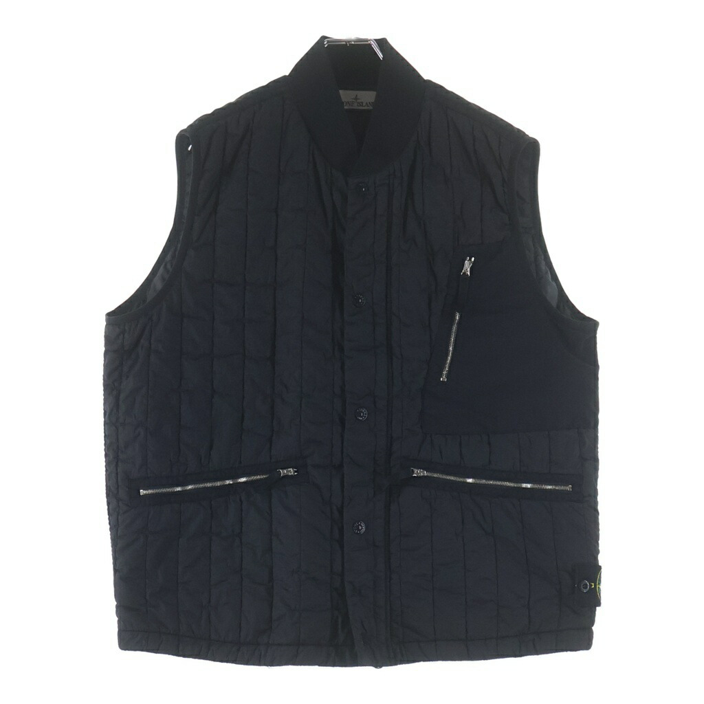 STONE ISLAND(ストーンアイランド) 大いさ:M STELLA VEST 中心柱 ボタンアップキルティングベスト 黒いこと 8015G0231【中古】【座標軸A】【色合い黒いこと】【取りまわしバス発着場新宿】