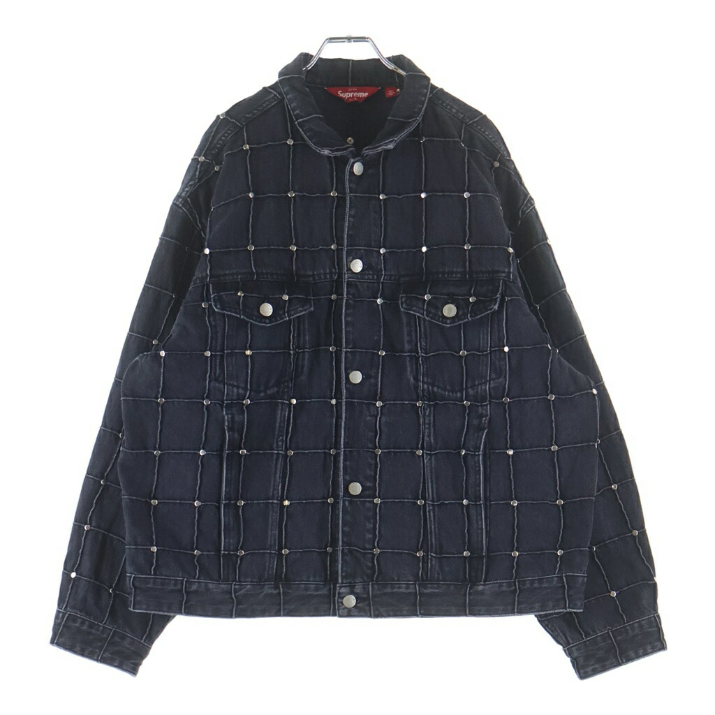 SUPREME(シュプリーム) 大きさ:L 25SS Studded Seam Denim Trucker Jacket スタッズシーム デニムトラッカージャケット 黒いこと【中古】【座標軸B】【色合い黒いこと】【取りまわしバス発着場BRING京都河原町店】