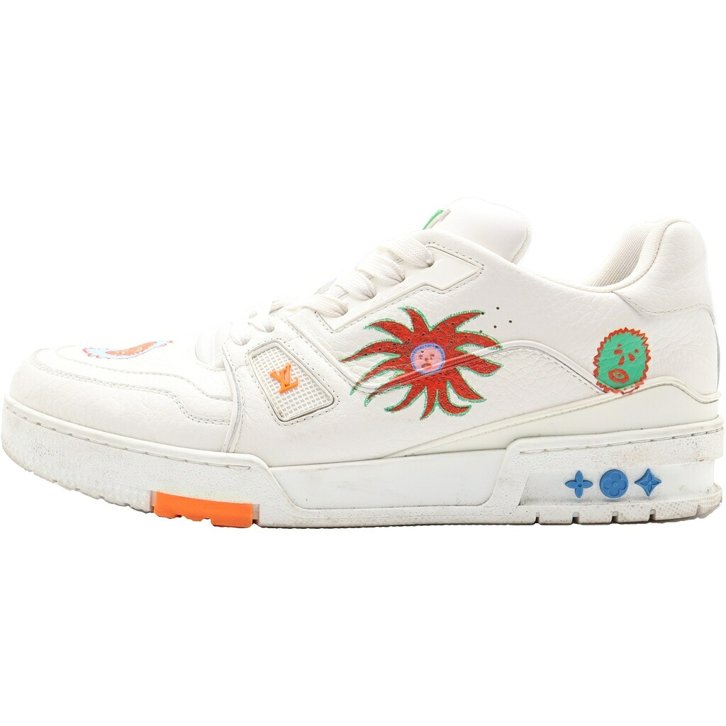 LOUIS VUITTON(ルイヴィトン) 大きさ:7 1/2 ×YK 草間彌生 LV TRAINER LV調教師 ローカットスニーカー 白いこと 1ABD3G DD1212【中古】【度合いB】【色つや白いこと】【取りまわしバス発着場渋谷】