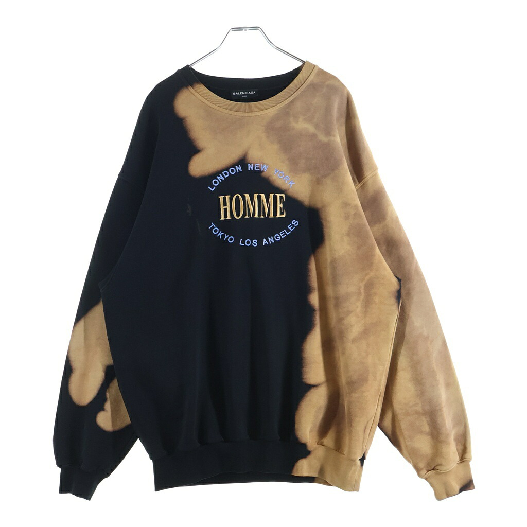 BALENCIAGA(バレンシアガ) 大きさ:S 17AW Oversize Bleach Homme Sweater ブリーチ産業HOMME刺しゅうオーバーサイズスウェットトレーナー 黒いこと/赤銅色 486095 TWK44【中古】【座標軸B】【色合い黒いこと】【取りまわしバス発着場BRING廟堂店】