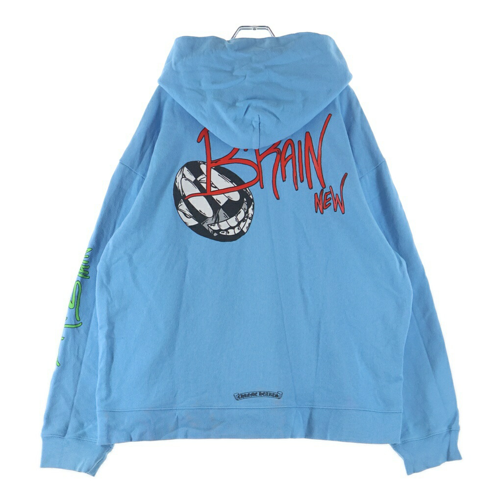 CHROME HEARTS(クロムハーツ) 大きさ:XXL 24SS ×MATTY BOY BRAIN NEW PULLOVER HOODIE マッティボーイ ブレインニュー プリントフーディー ティーシャツパーカー 青色【中古】【座標軸B】【色合い青色】【取りまわしバス発着場OneStyle新宿店】