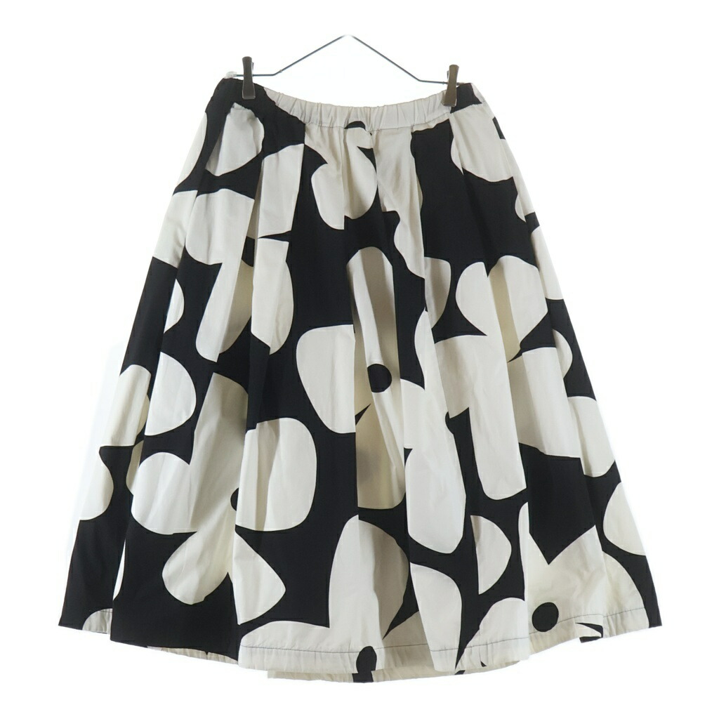 COMME des GARCONS(コムデギャルソン) 大きさ:M 22SS AD2021 御花行動様式 綿織物 タック太陽フレア ロングスコート 白いこと/黒いこと レディース GI-S007【中古】【度合いB】【色つや白いこと】【オンライン押さえる商いもの】
