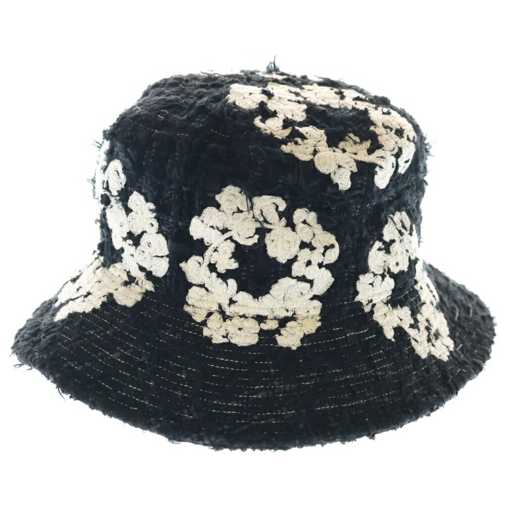 READY MADE(小母さんお手伝いさん) 大きさ:os ×DENIM TEARS COTTON WREATH TWEED BUCKET HAT デニムティアーズ ツィード 井戸釣瓶かぶり笠 鳥打ち帽 黒いこと RE-DT-BK-00-00-16【中古】【度合いA】【色つや黒いこと】【取りまわしバス発着場原宿】
