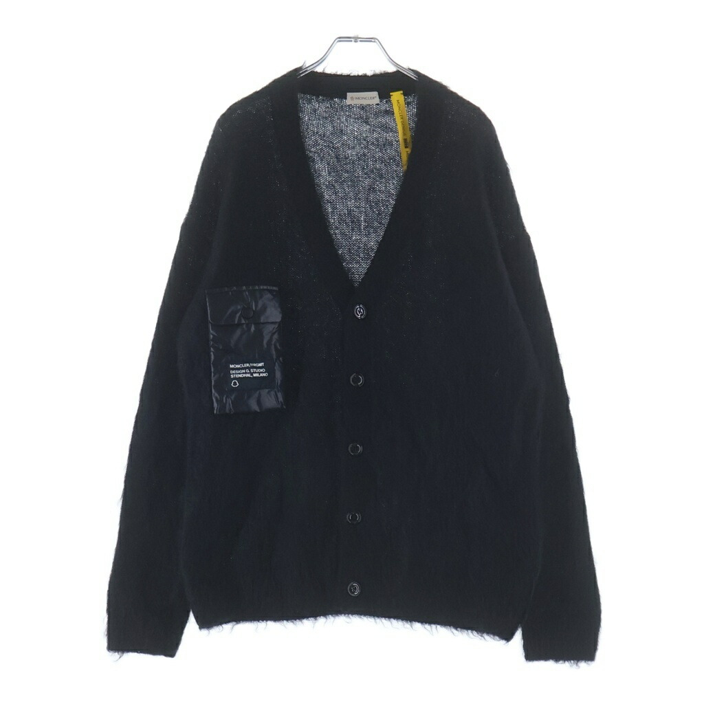 MONCLER(モンク線路) 大きさ:L 21AW ×FRAGMENT DESIGN フラグメントデザイン モヘヤ 落ちこむ衣嚢 ジレー 黒いこと G209U9B00001 M1133【中古】【座標軸B】【色合い黒いこと】【オンライン制限事項商いもの】