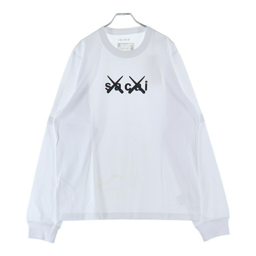 Sacai(サカイ) 大きさ:4 21AW ×KAWS FLOCK PRINT LONG SLEEVE T-SHIRT カウズ 衣装刷り上げる 綿織物 労働者の一団のど首長袖プルオーバー カットソー 白いこと 21-0287S【中古】【座標軸B】【色合い白いこと】【取りまわしバス発着場BRING WASTE_NOT】