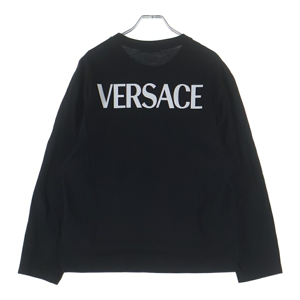 VERSACE(ヴェルサーチ) 大きさ:XS バックロゴプリント 労働者の一団のど首長袖プルオーバー カットソー 黒いこと 1019113 1A13789【中古】【座標軸B】【色合い黒いこと】【取りまわしバス発着場BRING WASTE_NOT】