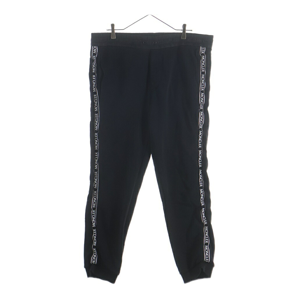 MONCLER(モンクレール) サイズ:L 21AW PANTALONE Side Tape Logo Cotton Sweatpants サイドテープロゴコットンスウェットパンツ G20918H00007 ブラック【中古】【程度B】【カラーブラック】【オンライン限定商品】｜ブランド買取・販売　BRING