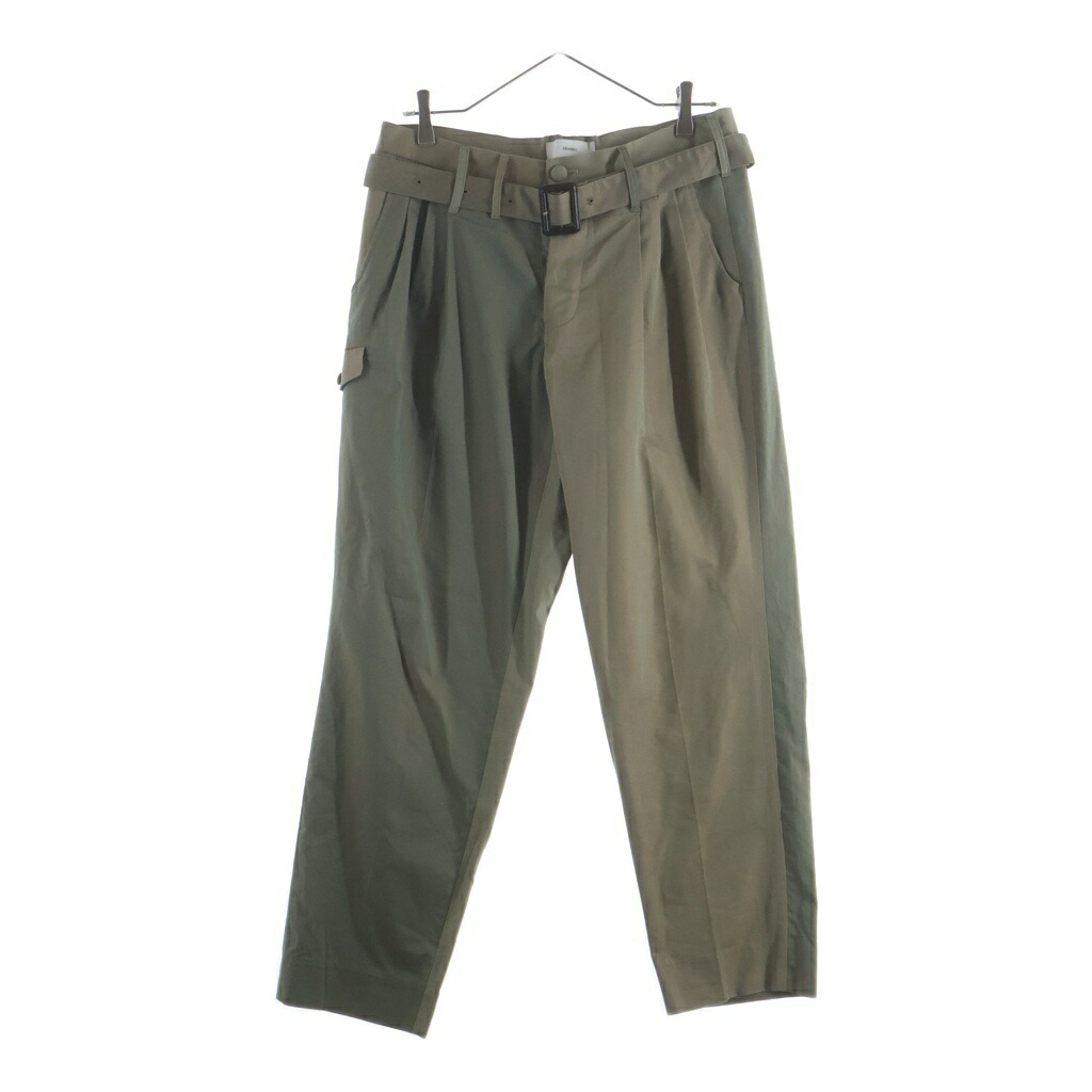 SUGARHILL(三盆白吸血鬼) 大いさ:2 20SS CHAMBRAY TRIPLE PLEATED TROUSERS シャンブレー トリプル プリーツド トラウザーズパンツ カーキ 20SSPT05【中古】【座標軸B】【色合いカーキ】【オンライン制限事項商いもの】