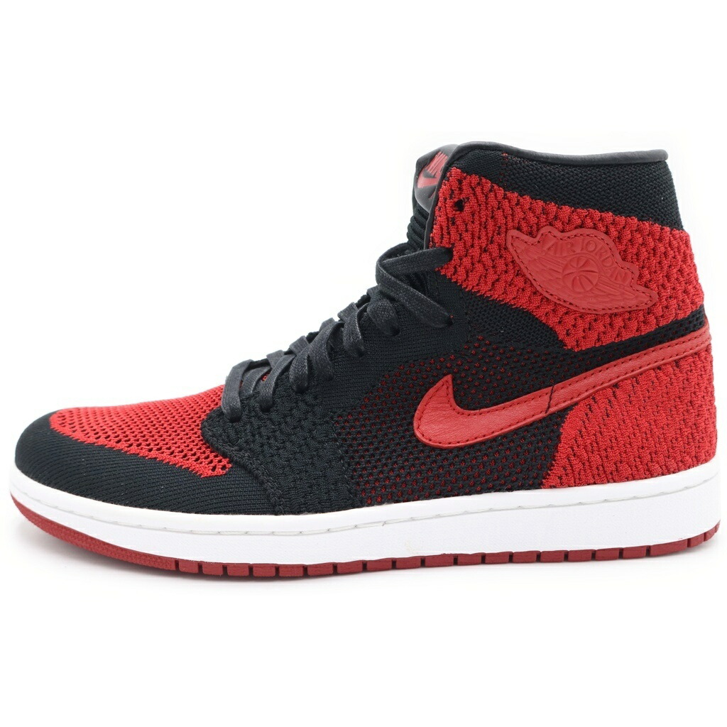 NIKE(ナイキ) 大きさ:26.5珊 AIR JORDAN1 RETRO HIGH FLYKNIT BRED 919704-001 エアジョーダン1 レトロ 飛球編み物 食パン ハイカットスニーカー 黒いこと/赤いこと US8.5/26.5珊【新古品/中古】【度合いS】【色つや黒いこと】【オンライン押さえる商いもの】