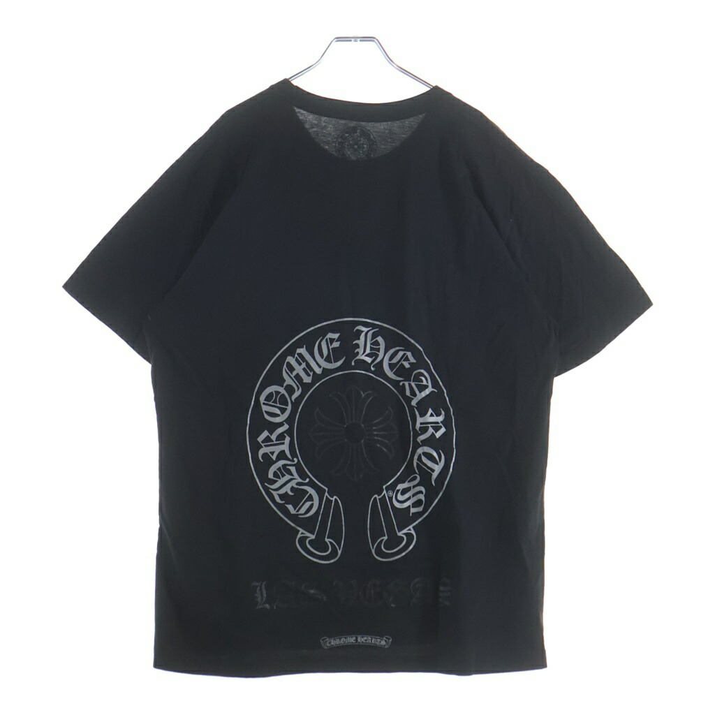CHROME HEARTS(クロムハーツ) 大きさ:XL Las Vegas Limited Horseshoe S/S Tee ラスベガス押さえる シルバーホースシュープリント 半袖ティーシャツ カットソー 黒いこと【中古】【度合いA】【色つや黒いこと】【取りまわしバス発着場BRING心斎橋店】