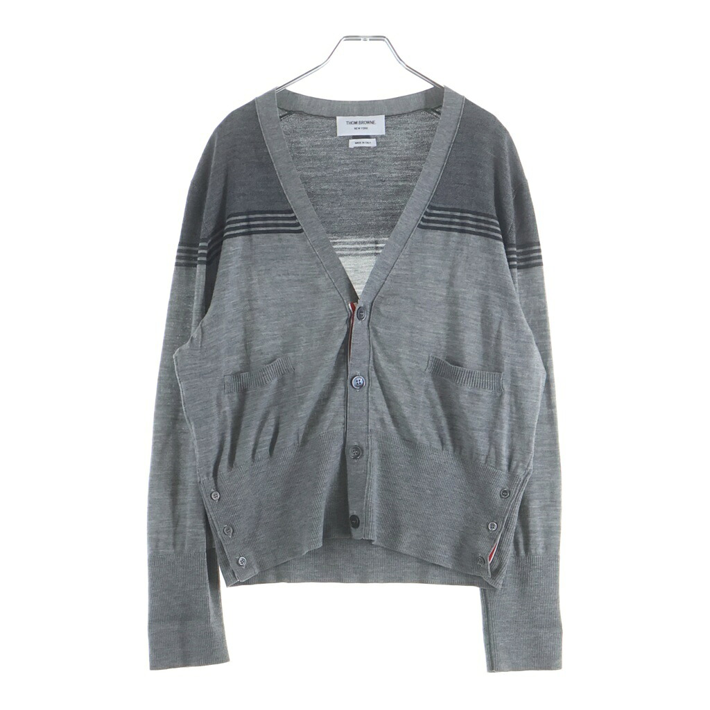 THOM BROWNE(トムブラウン) 大きさ:4 4BAR 編み物ジレー MKC459A-Y1014-055 薄墨色【中古】【座標軸A】【色つや薄墨色】【取りまわしバス発着場BRING梅田茶屋町店】