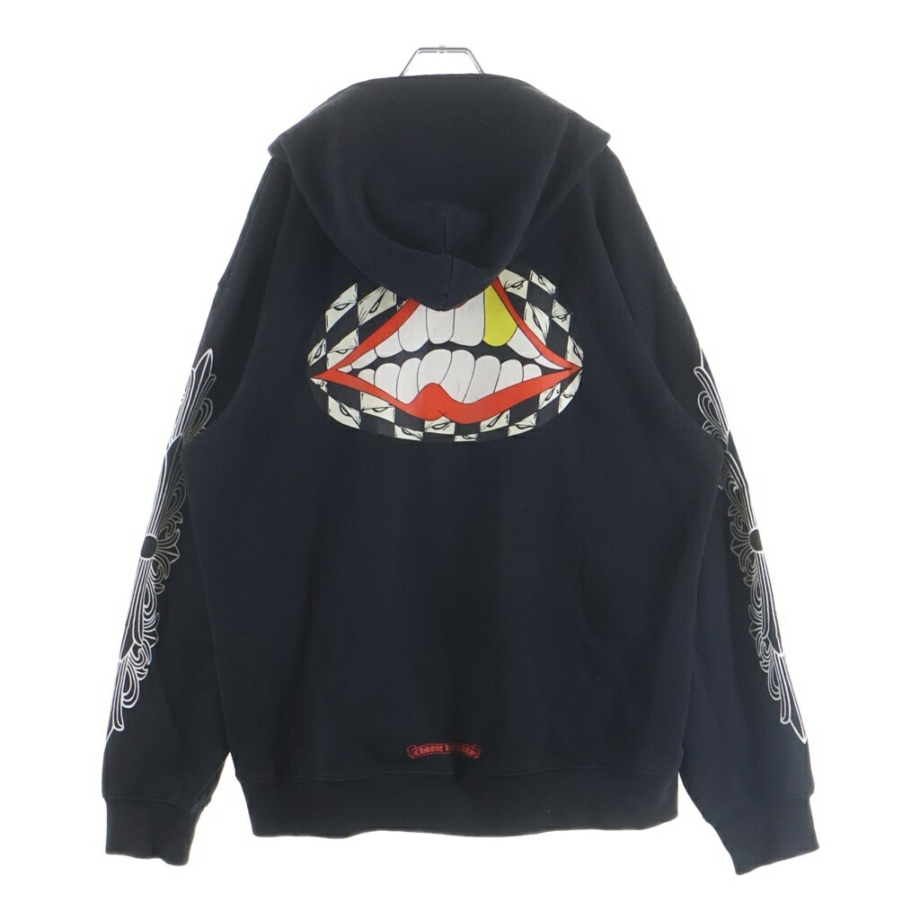 CHROME HEARTS(クロムハーツ) 大きさ:XXL ×MATTY BOY 99 Eyes Chomper SWTSHRT PLVR マッティボーイ 99アイズ 袖フローラル ティーシャツパーカー 黒いこと【中古】【度合いB】【色つや黒いこと】【取りまわしバス発着場OneStyle新宿店】