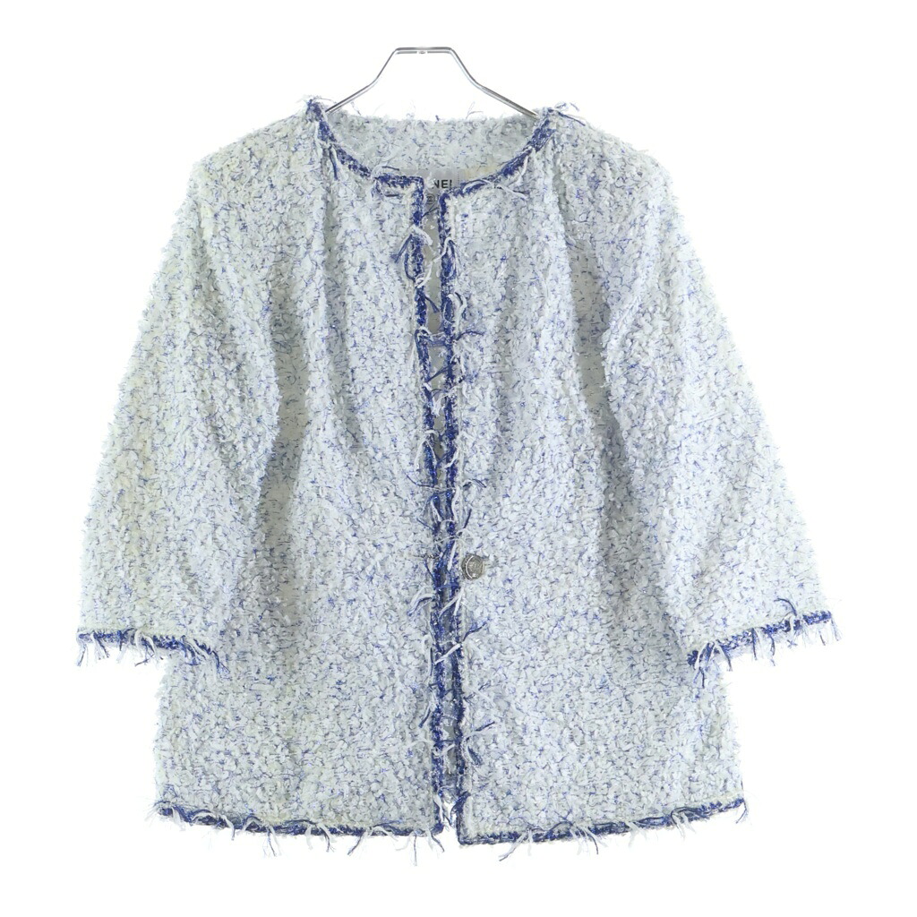 CHANEL(シャネル) 大きさ:46 幻想曲 ツィード 否色つや上衣 白いこと P58782V44580【中古】【座標軸A】【色つや白いこと】【取りまわしバス発着場BRING京都河原町店】