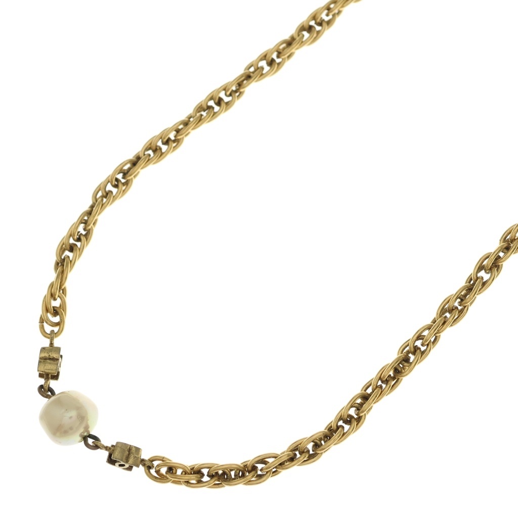 CHANEL(シャネル) ココマーク フェイクパール ロングネックレス ゴールド GP 1982【中古】【程度B】【カラーゴールド】【取扱店舗BRING札幌店】｜ブランド買取・販売　BRING