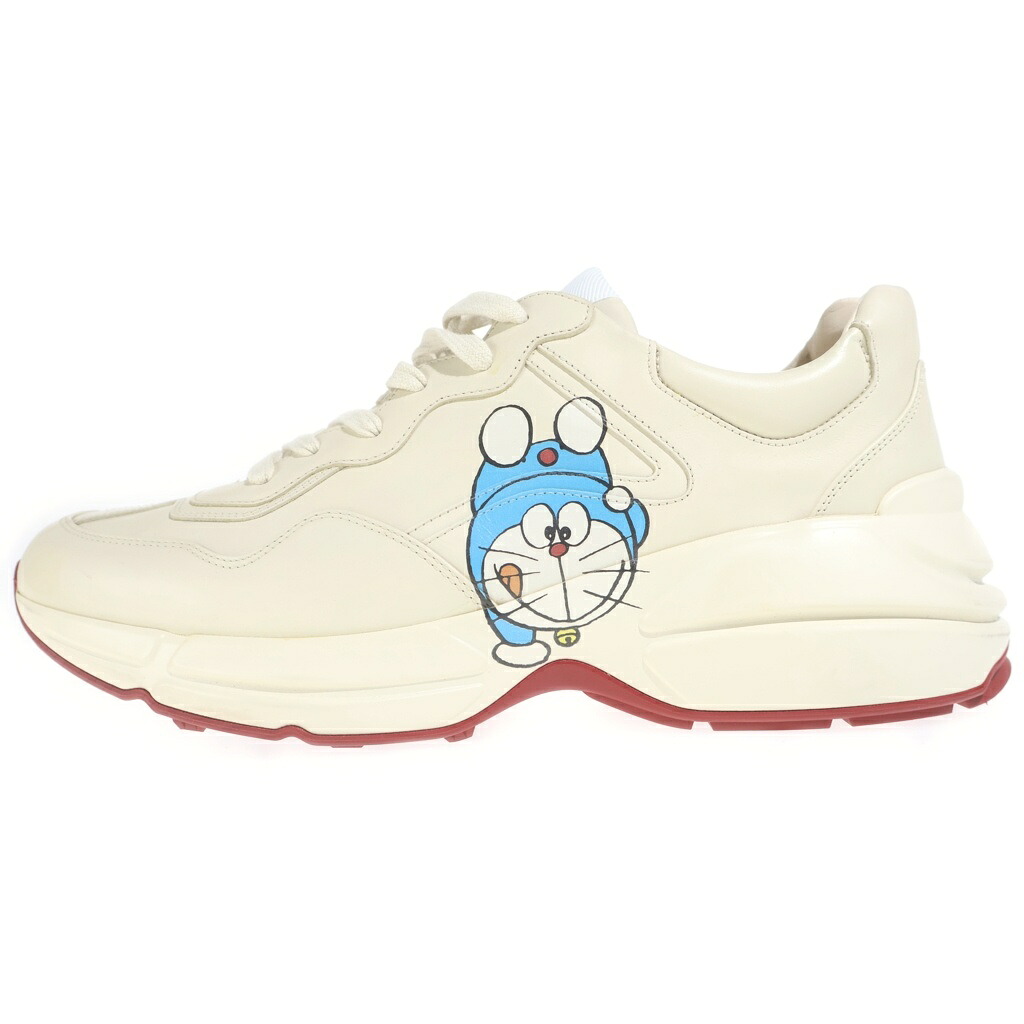 GUCCI(グッチ) 大きさ:US9.0 ×DORAEMON ドラえもん キャラクターロゴレザーミッドカットースニーカー ベージュ655025【中古】【度合いB】【色つやベージュ】【取りまわしバス発着場BRING札幌店】