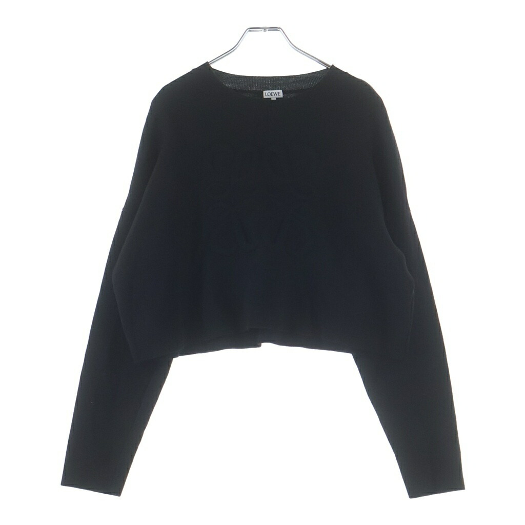 LOEWE(ロエベ) 大きさ:S Anagram Wool Sweater フロントアナグラム クロップド丈 羊毛 汗水 調教師 レディース S540Y14KBG【中古】【座標軸A】【色合い黒いこと】【取りまわしバス発着場BRING京都河原町店】