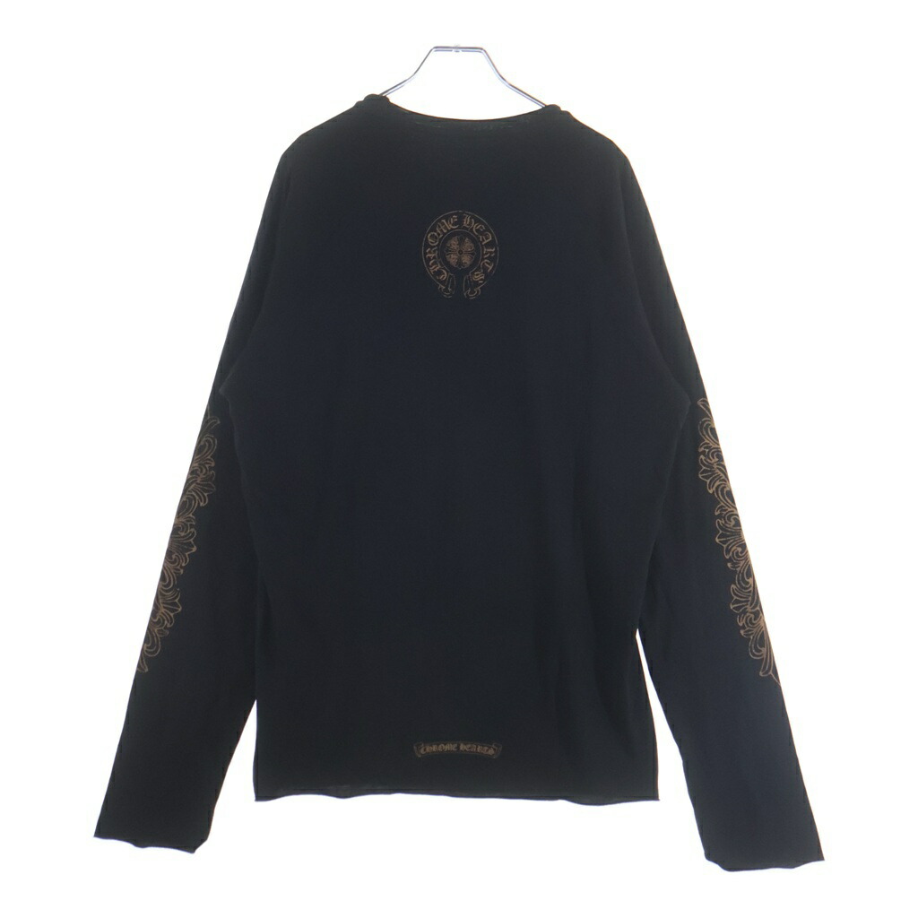 CHROME HEARTS(クロムハーツ) 大きさ:M 袖フローラルプリント長袖ティーシャツ 黒いこと/赤銅色【中古】【度合いB】【色つや黒いこと】【取りまわしバス発着場BRING心斎橋店】