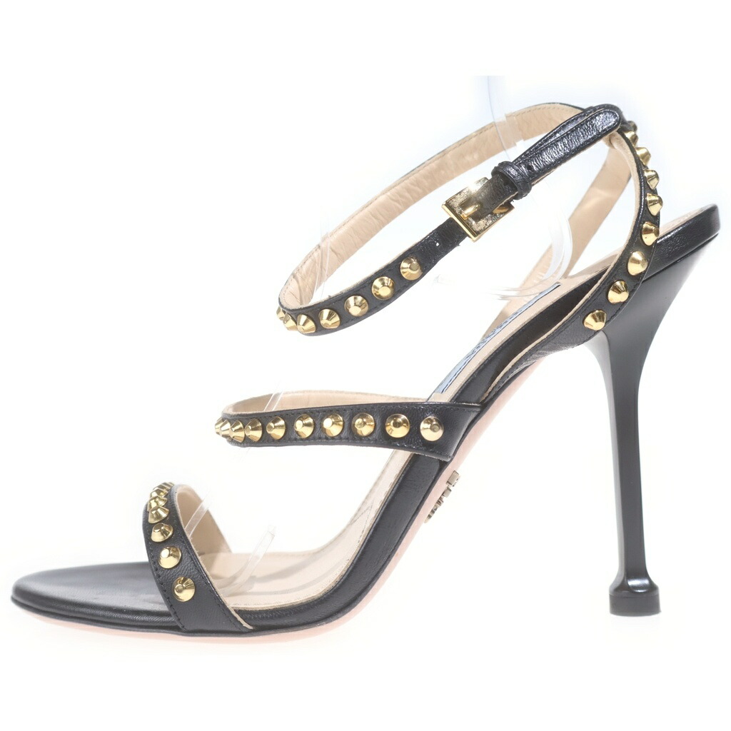 PRADA(プラダ) 大きさ:37 1/2 ブラックスタッズ サンダル #37 1/2【中古】【度合いA】【色つや黒いこと】【オンライン押さえる商いもの】