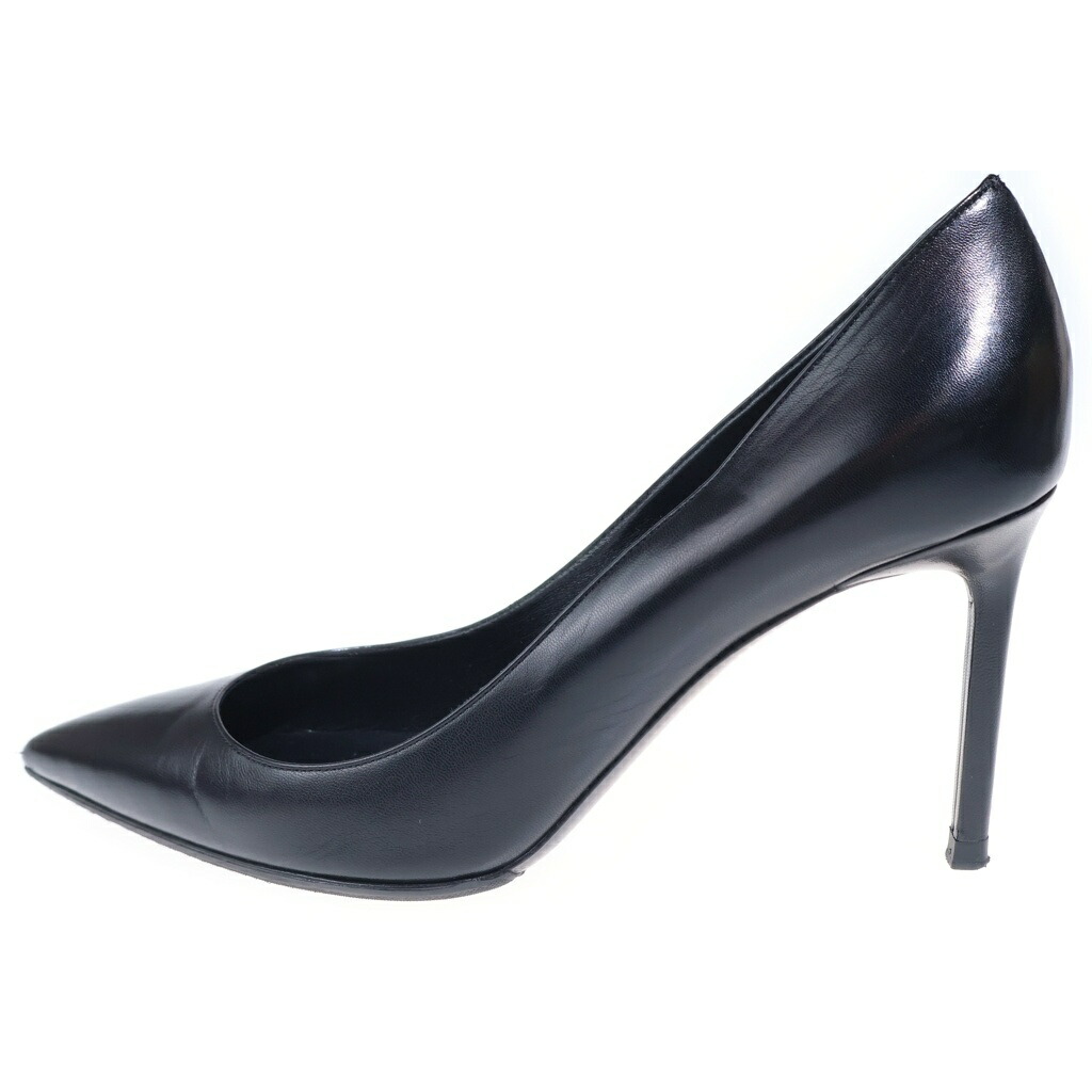 SAINT LAURENT PARIS(サンローランパリ) 大きさ:37 1/2 ANJA アニヤ ポインテッドトゥ なめし革パンプス 踵 レディース 黒いこと 489751【中古】【度合いB】【色つや黒いこと】【オンライン押さえる商いもの】