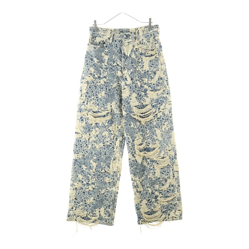 Acne Studios(アクネ ストゥディオズ) 大きさ:S 25AW 1981 U DENIM DISTRESSED MONOGRAM デストロイデニムパンツ デニム インディゴ C00080【新古品/中古】【座標軸S】【色つや青み】【取りまわしバス発着場BRING札幌店】