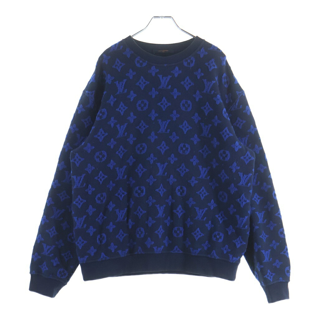 LOUIS VUITTON(ルイヴィトン) 大きさ:L 19AW フルモノグラムジャガード ジャかばい立て 労働者の一団のど首 ティーシャツ 汗水 調教師 青色 RM192M NPN HHY14W【中古】【座標軸B】【カラーネイビー】【オンライン制限事項商いもの】