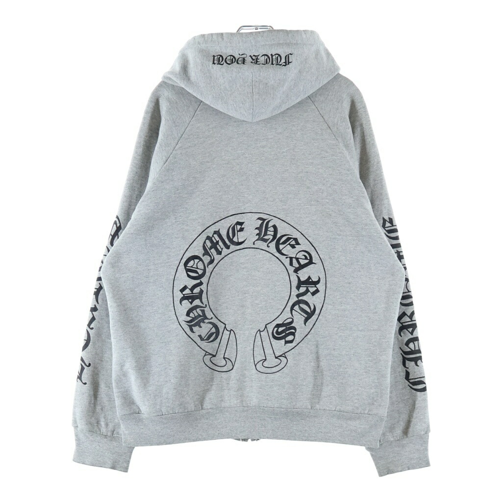 CHROME HEARTS(クロムハーツ) 大いさ:M OLD 年寄りの 鉄蹄 ファックユープリント 裏地サーマル ダガージップスウェットパーカー 薄墨色【中古】【座標軸B】【色合い薄墨色】【取りまわしバス発着場BRING亜米利加村店】